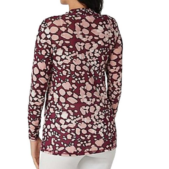 LOGO Layers by Lori Goldstein Printed Sheer Mesh Mock Neck Top XXS (404) - Picture 3 of 6